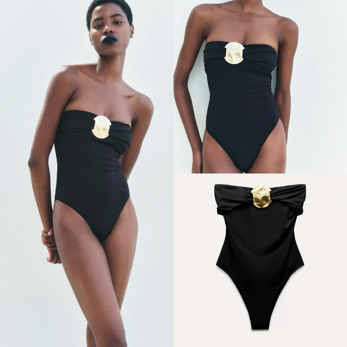 Bandeau One-Piece Swimsuit – High Waist Monokini