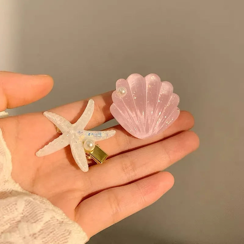 AWAYTR Elegant Starfish & Shell Hair Clips for Summer