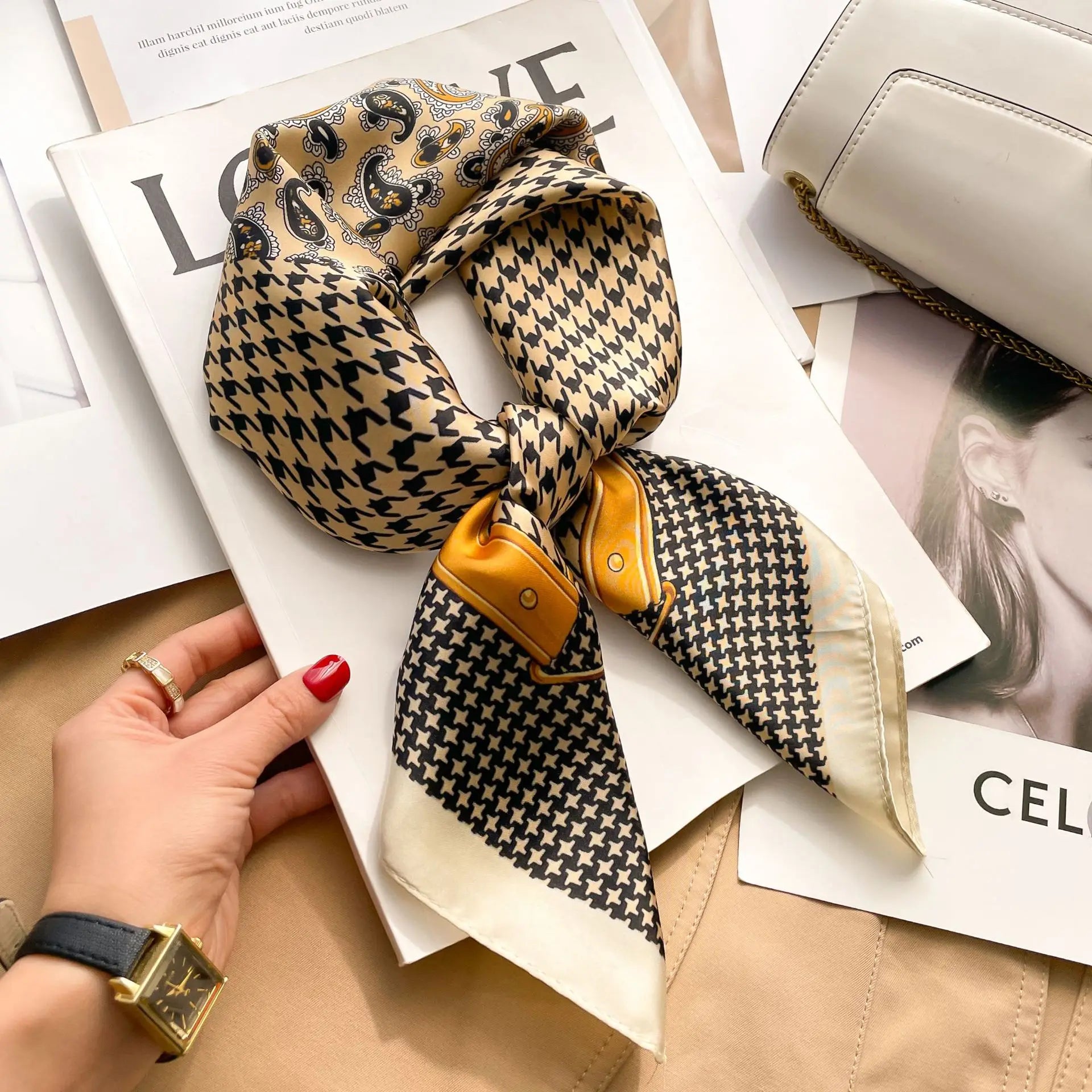 Silky Square Scarf & Head Wrap for Women