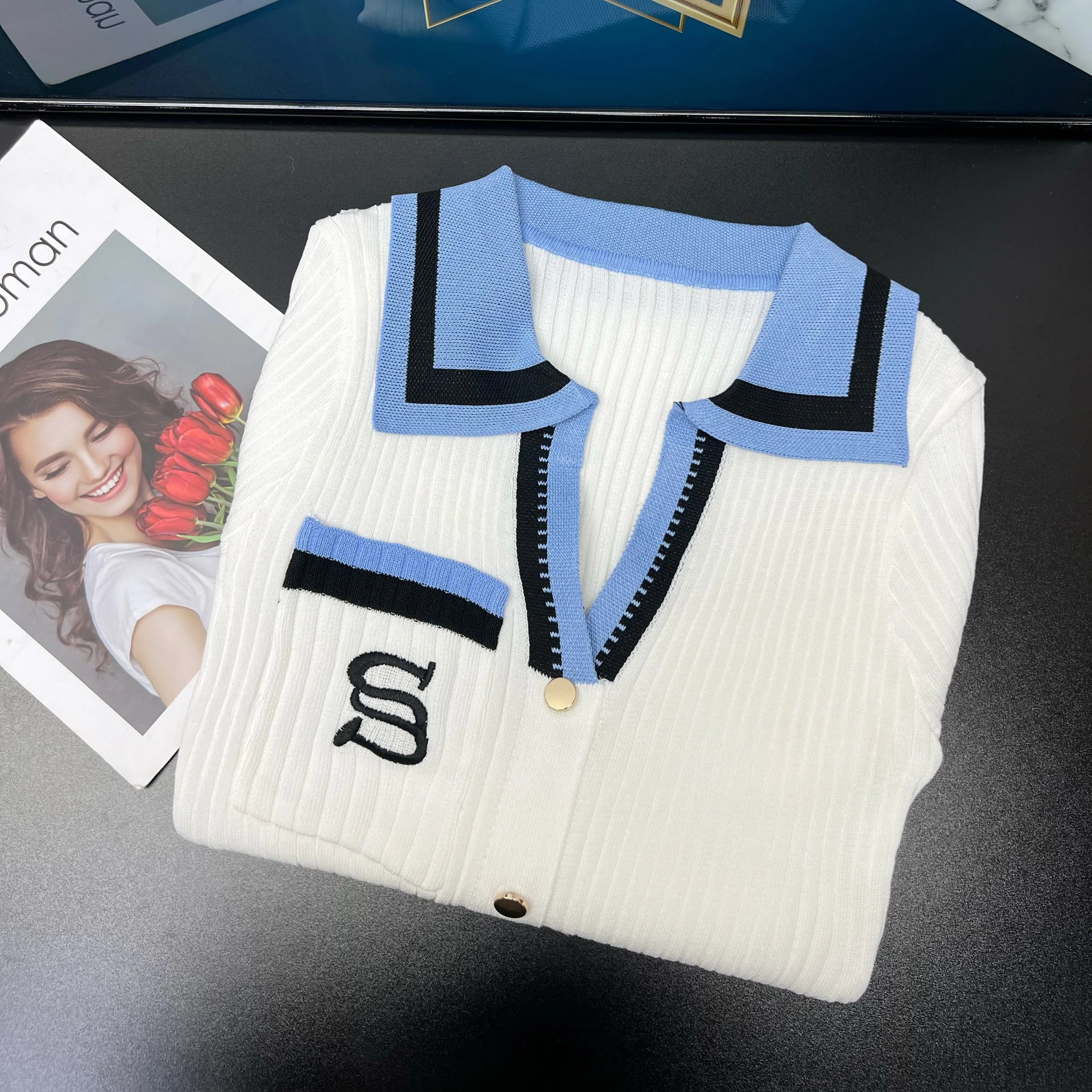 YuooMuoo Embroidered Knit Wrap Sweater Dress