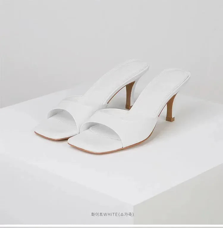 Square-Toe High Heel Sandals