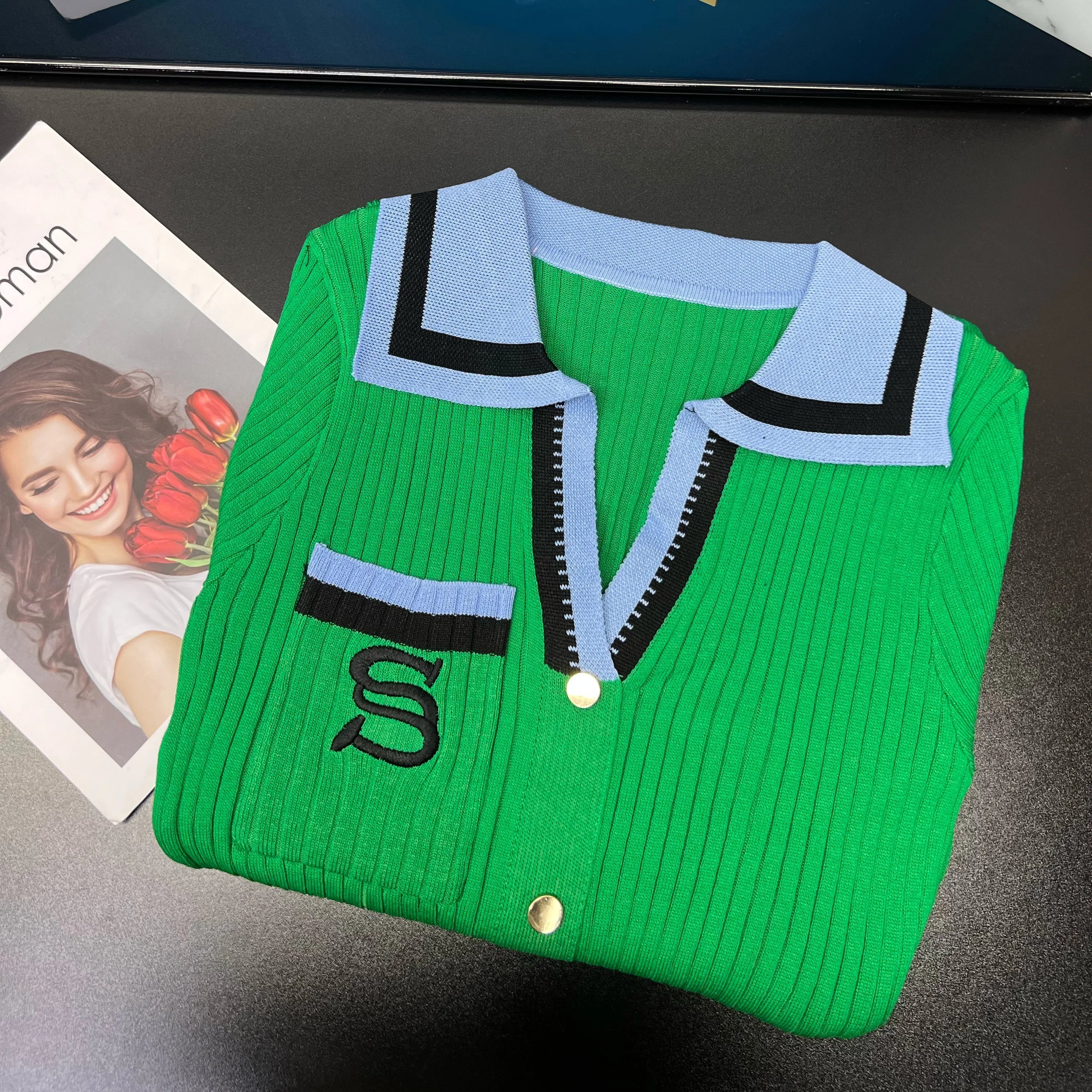 YuooMuoo Embroidered Knit Wrap Sweater Dress