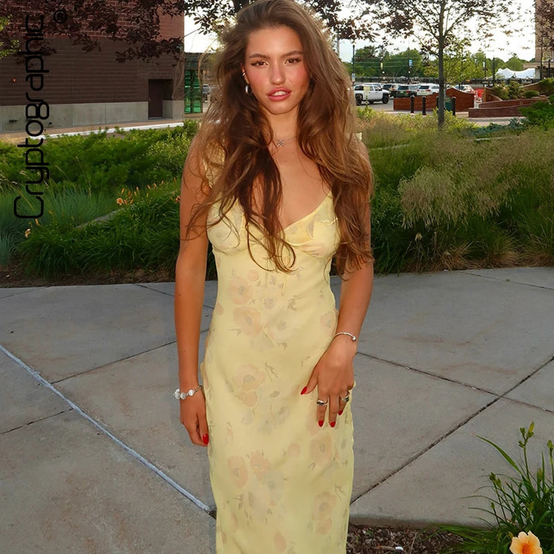 Floral Plunge Maxi Dress for Summer