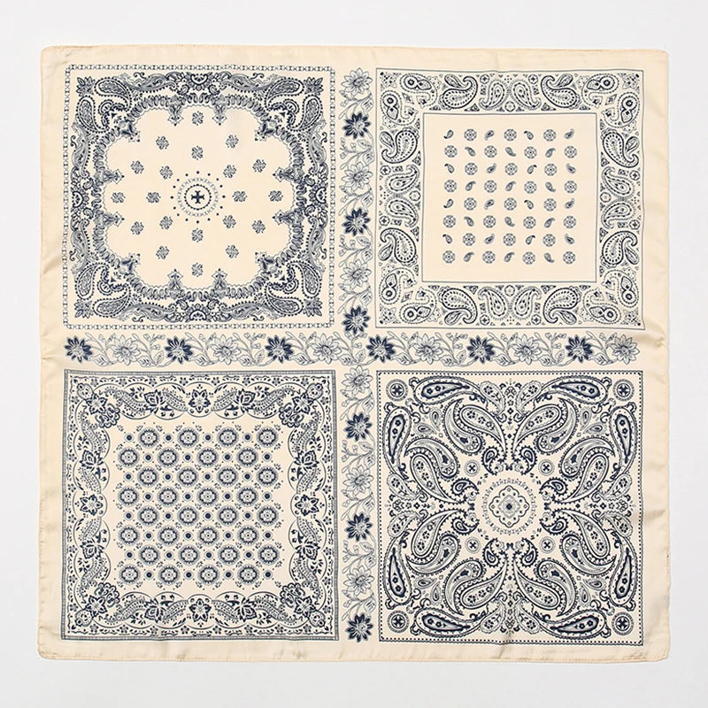 Silky Square Scarf & Head Wrap with Floral Print