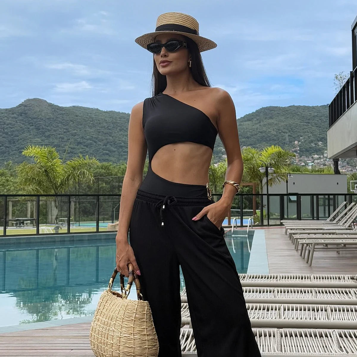 One-Shoulder Monokini – High Waist One-Piece Swimsuit