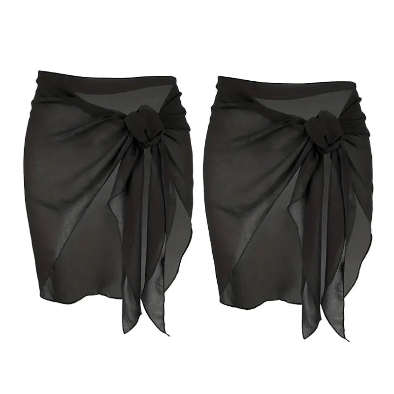 Women's Short Chiffon Sarong – Swimwear Cover-Up Skirt