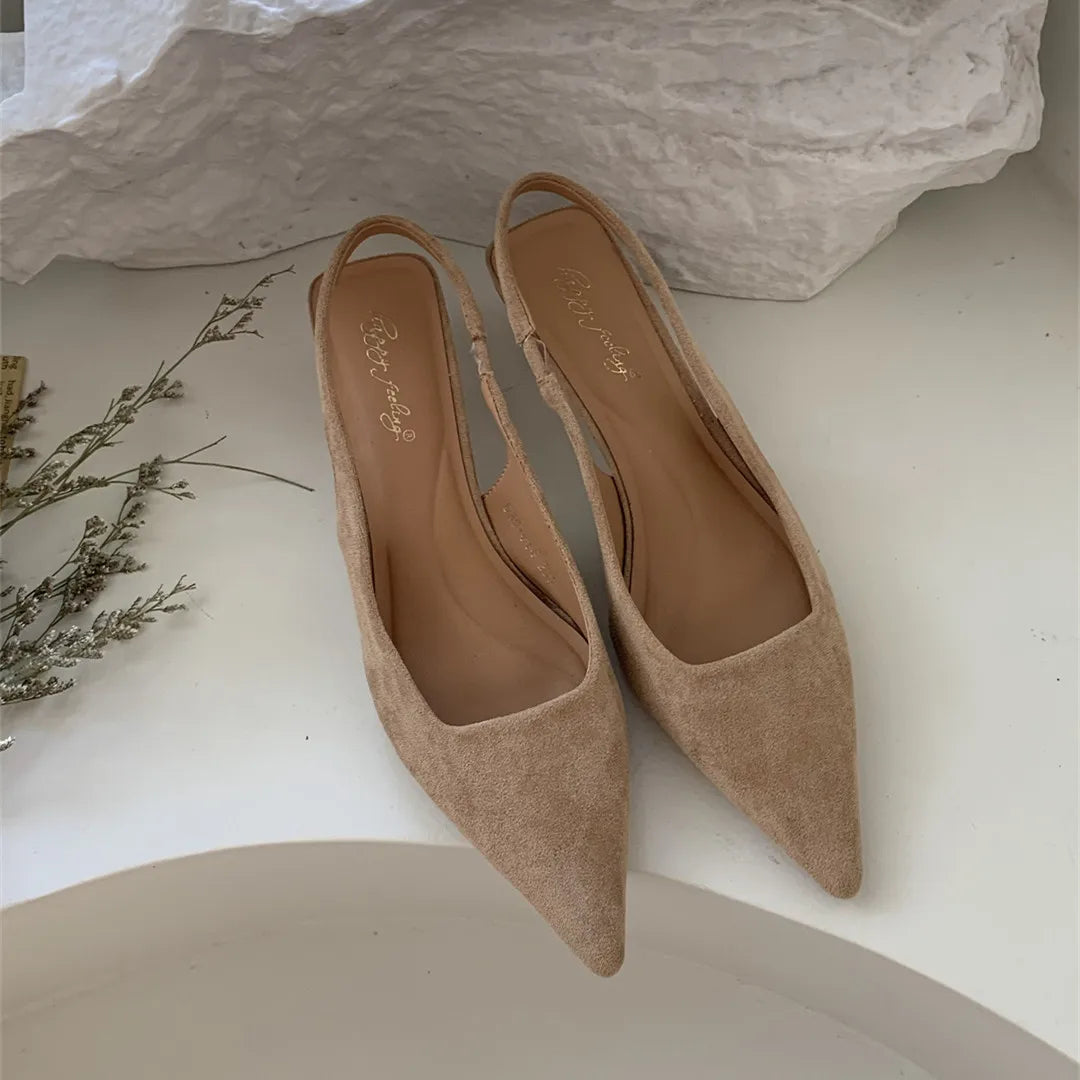 Bailamos Pointed-Toe Slingback Mules with Low Heel