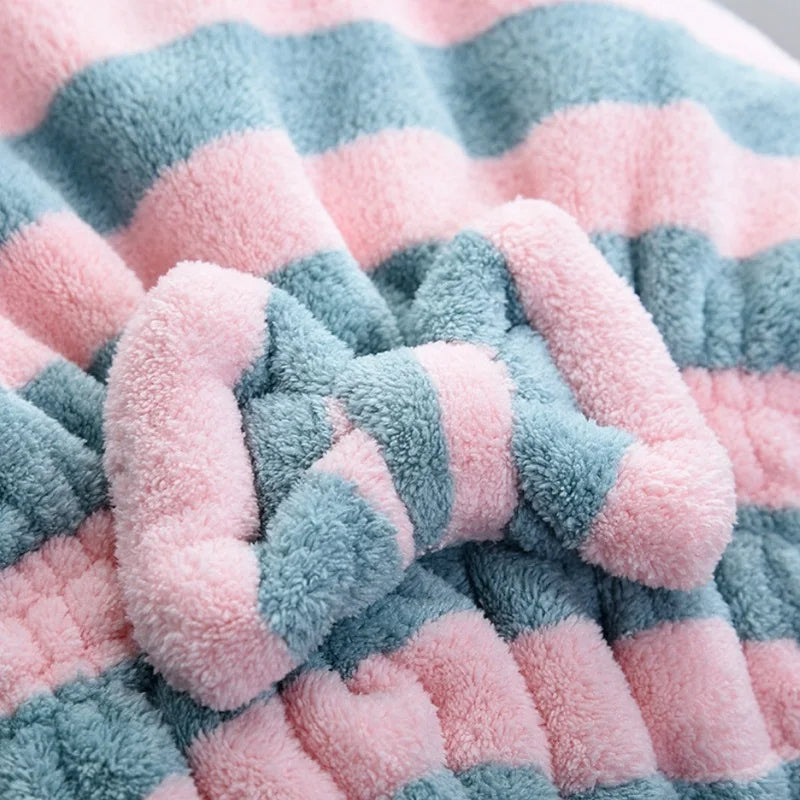 Striped Quick-Dry Hair Towel Cap