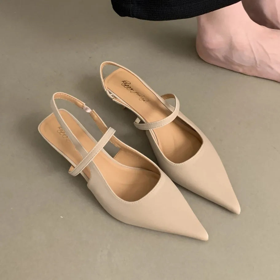 Bailamos Pointed-Toe Slingback Mules with Low Heel