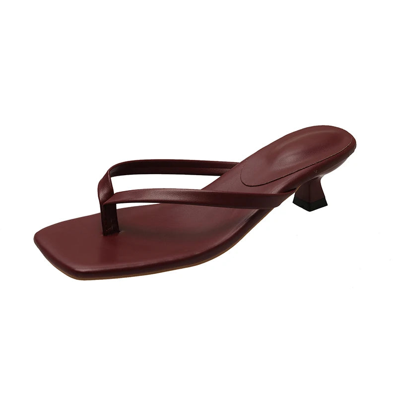 Clip-Toe Sandals with Low Heel
