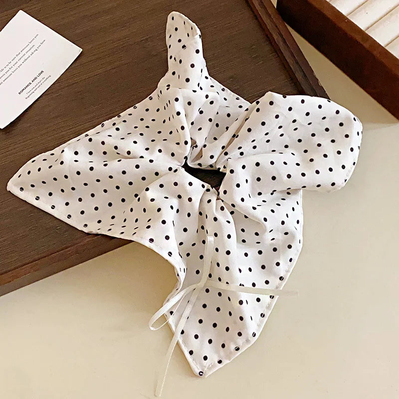Black & White Satin Scrunchies with Polka Dots