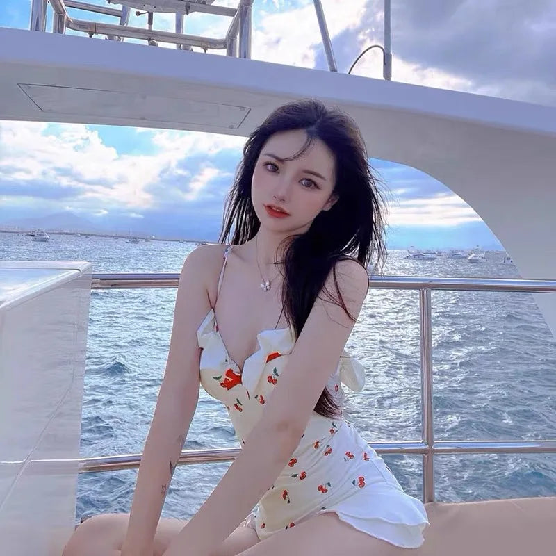 Cherry Print Vintage One-Piece Swimsuit