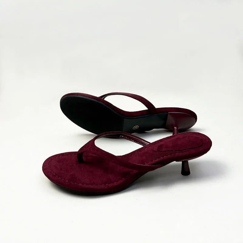 Round Toe Sandals with Thin Heel