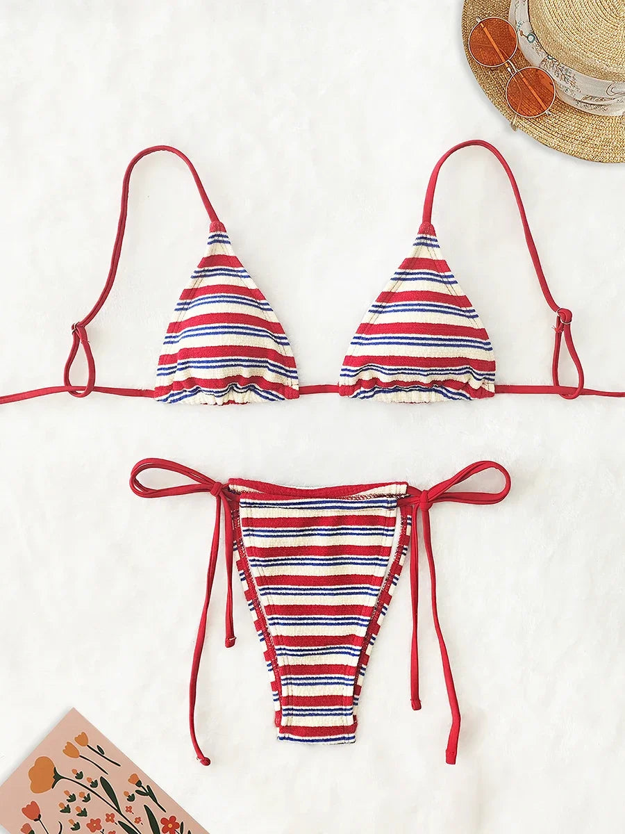 Women’s Sexy Push-Up Two-Piece Stripe Bikini Set