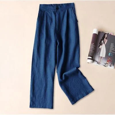 Cotton Linen Pants with Wide-Leg