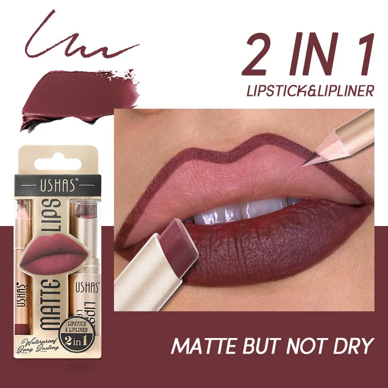 USHAS Matte Lipstick & Lip Liner Set