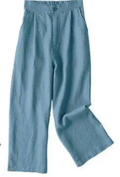 Cotton Linen Pants with Wide-Leg