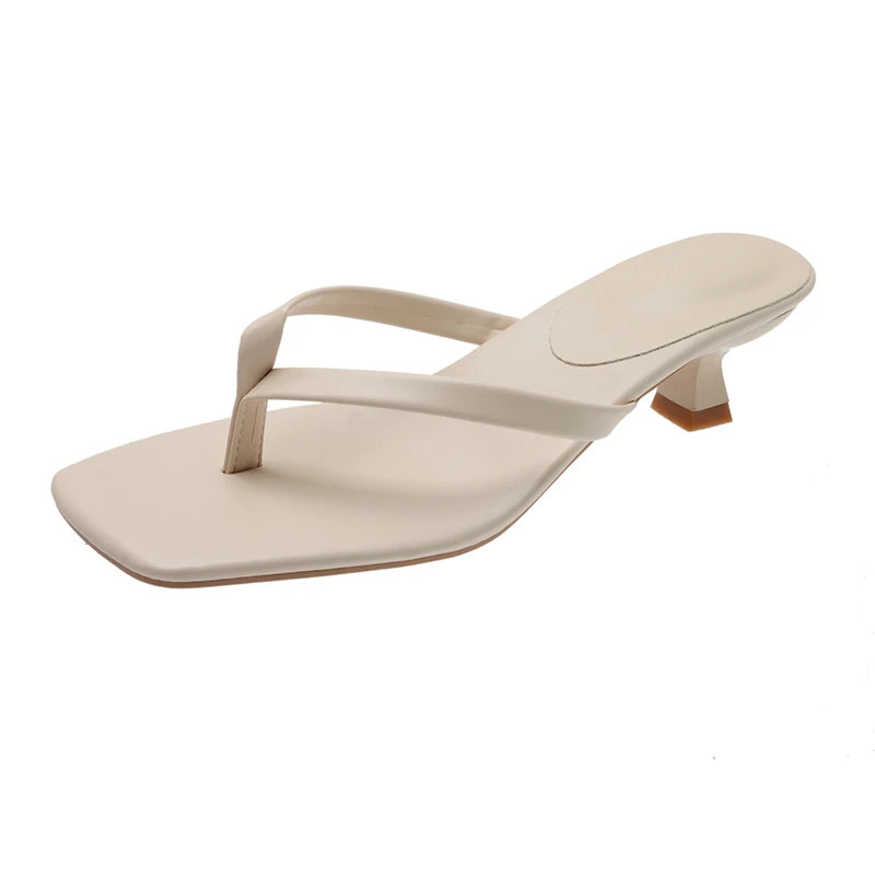 Clip-Toe Sandals with Low Heel