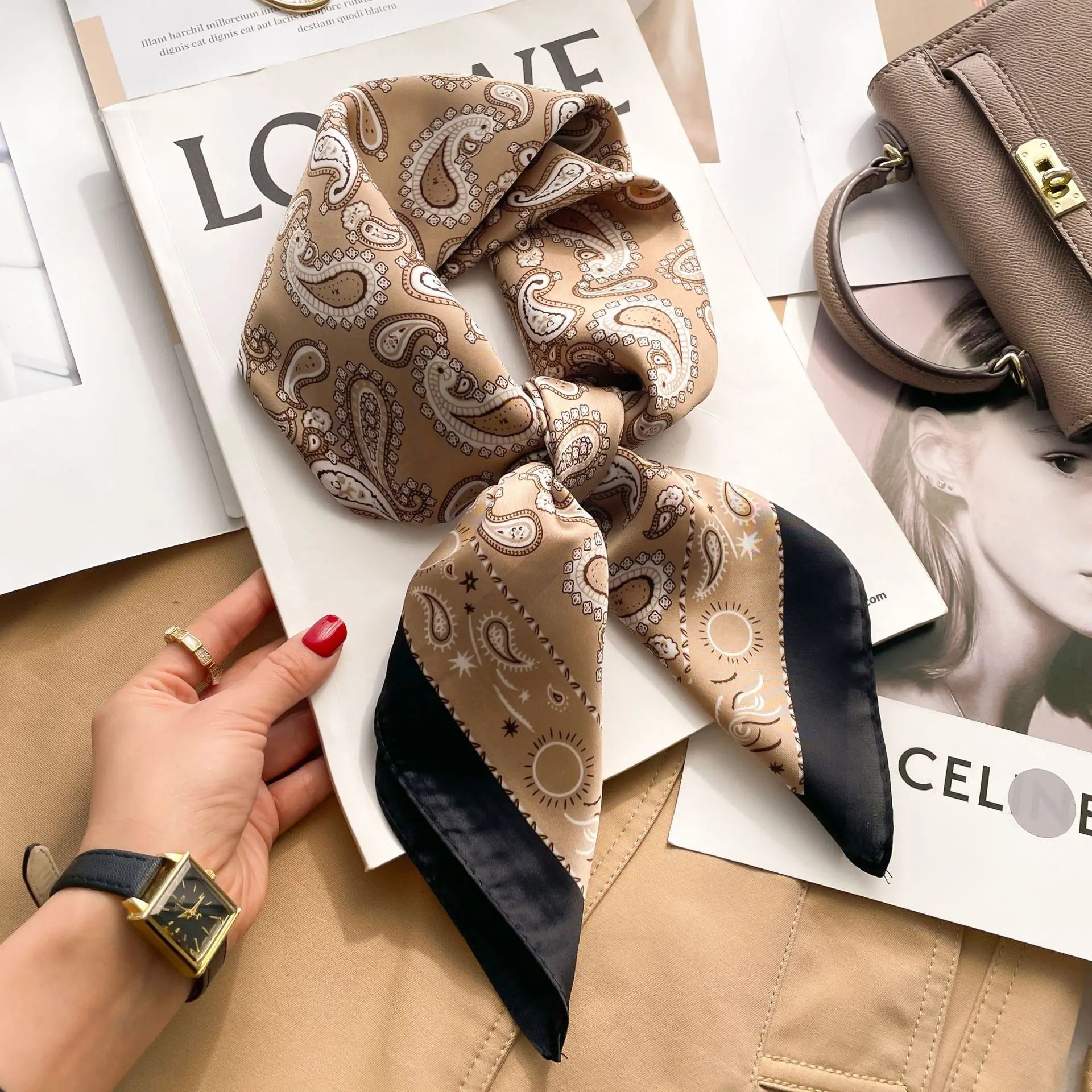 Silky Square Scarf & Head Wrap for Women