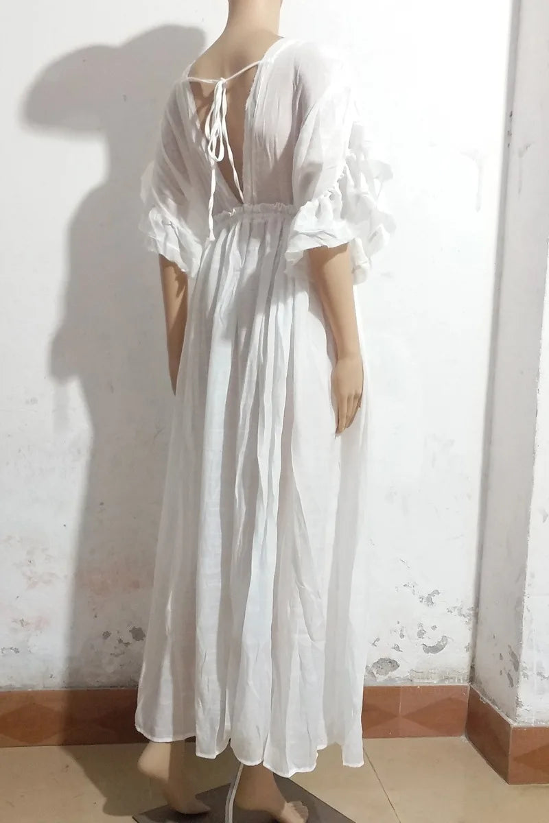 Long V-Neck Kimono Cover-Up