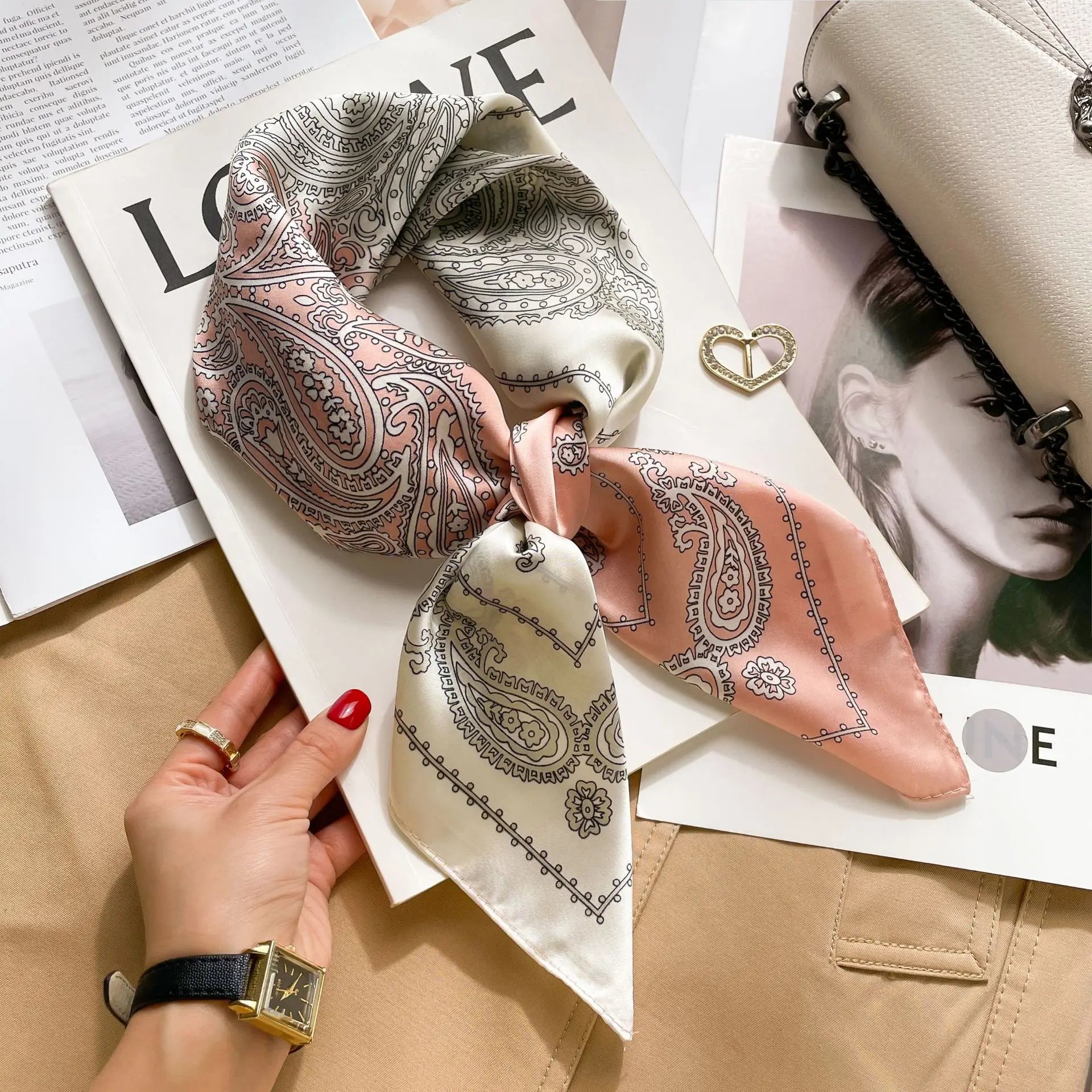 Silky Square Scarf & Head Wrap for Women