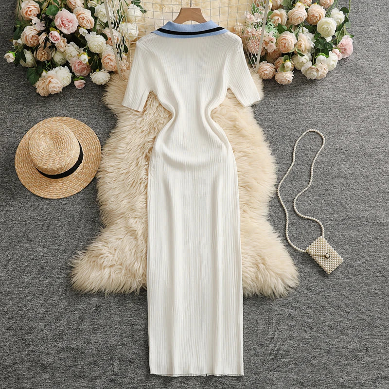 YuooMuoo Embroidered Knit Wrap Sweater Dress