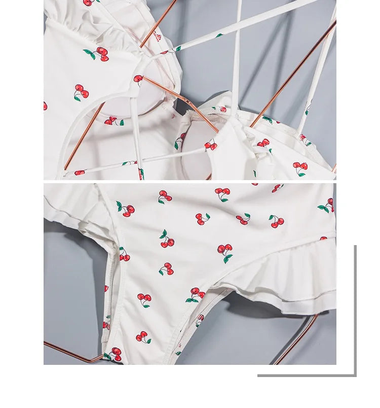 Cherry Print Vintage One-Piece Swimsuit